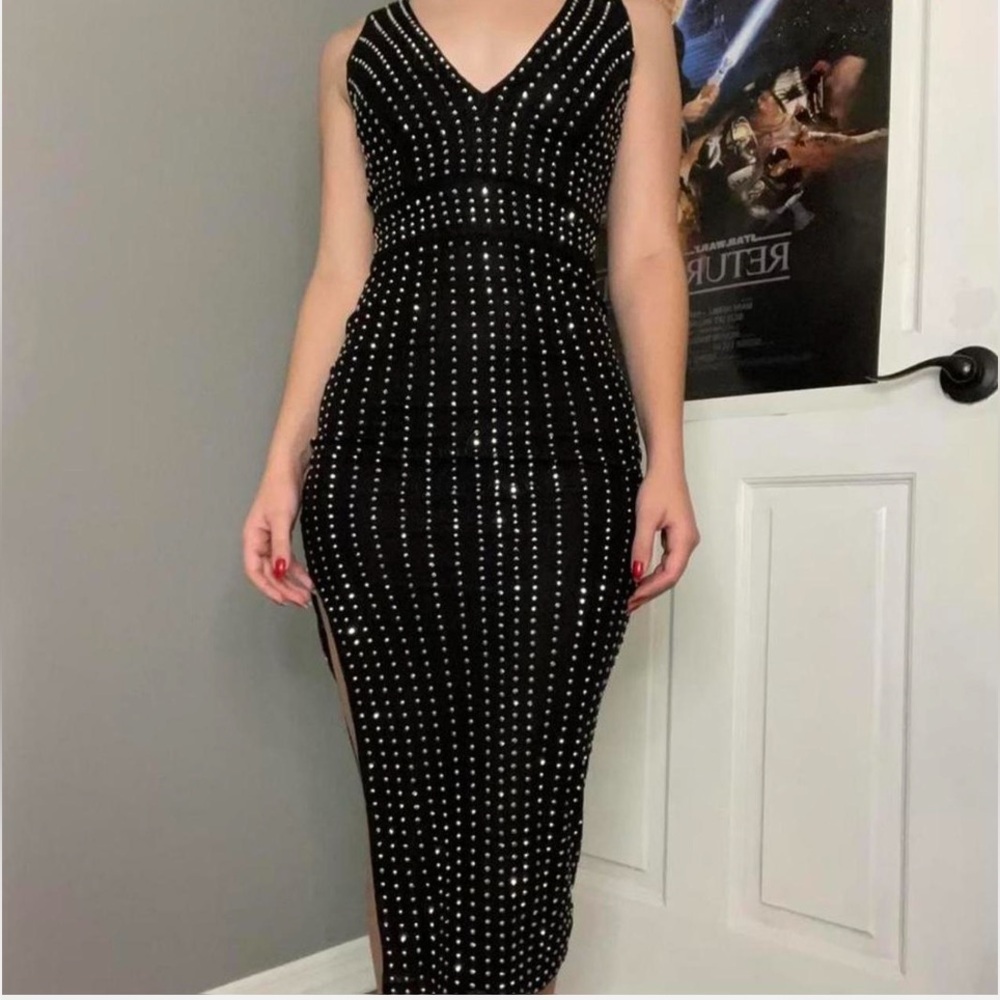 Black sparkly evening dress.size small.